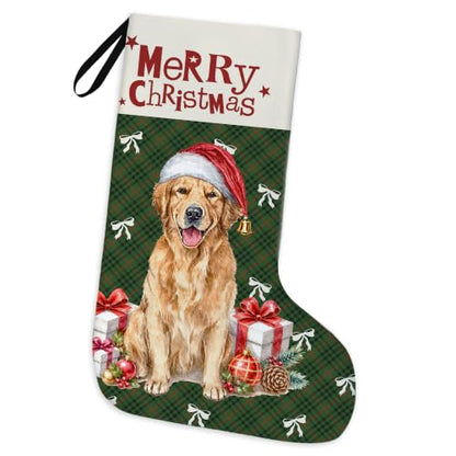 Golden Retriever Green Plaid Christmas Stockings 16 Inch - color: Christmas12