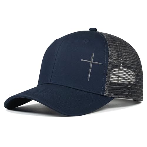 Christian Hats for Men Women,Jesus Cross Hat Christian Religious Gifts for Birthday/Christmas - color: 381.nany Blue