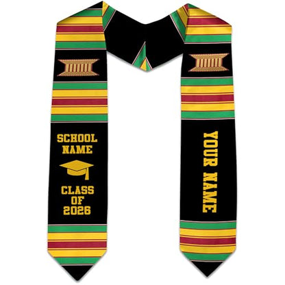 MDPrints Global Kente Graduation Sash 2026, Black Girl Magic Graduation Sash 2026, Class of 2026 Graduation Gift - color: Kente Pp01