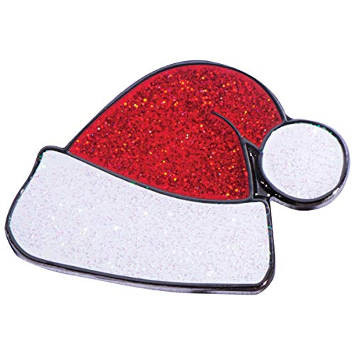 TCDesignerProducts Santa Hat Glitter Lapel Pin, Red & White Enamel Holiday Pin for Teachers, Students, Employees, Volunteers, Christmas Party Favor, Stocking Stuffer, Recognition Gift,1 Pack