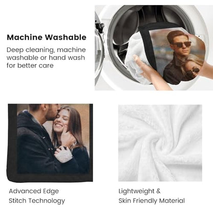 inkArts Custom Blanket Throws with Photos Text Personalized with Picture Customizable, Customize for Mom, Dad, Couple, Girlfriend, Boyfriend, Husband & Wife - color: Ten Photo