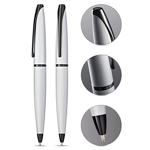Cross ATX Sandblasted Chrome Ballpoint Pen, Medium Point, Black Ink - color: Sandblasted Chrome