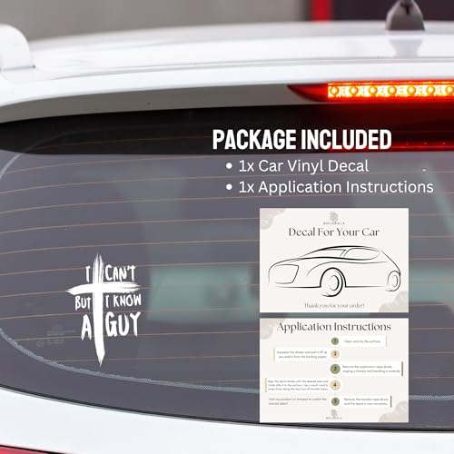 I Can't But I Know A Guy Car Decals, Christ Religious Sign for Car Bumper Truck, Christian Jesus Cross Car Vinyl Decal, RV Vans SUV Window Laptop, Inspirational Faith Gift Idea (6.5 x 4.4 in) - style: I Can't But I Know A Guy