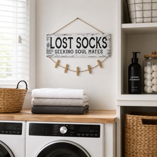 Lost Socks Laundry Room Sign Farmhouse Wall Decor 6"x14.5" - color: Lost Socks