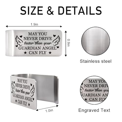 Never Drive Faster Guardian Angel Car Visor Clip Gifts for Men - color: siliver