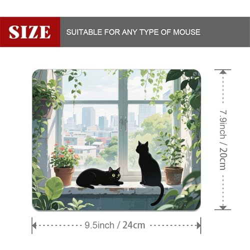 Square Mouse Pad Black Cat, Personalized Premium-Textured Custom Mouse Mat Design, Washable Mousepad Cloth, Non-Slip Rubber Base Computer Mouse Pads for Wireless Mouse - color: S3040 Black Cat