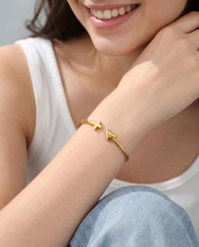 Cross Bangle Bracelet for Women Teen Girls Christian Jewelry Gifts - style: God's Blessing