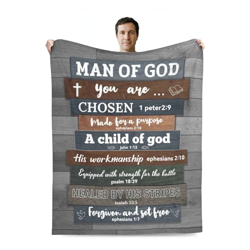 Christian Gifts for Men Blanket 60"x50", Religious Spiritual Gifts for Him - color: Christian Gifts for Men