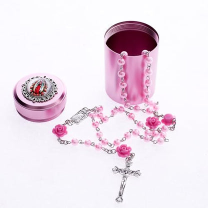 6mm Rosary Beads with Rosary Box, Black Glass Saint Benedict Necklace, Anglican Prayer Beads Catholic Gifts - color: Rosary-6-6