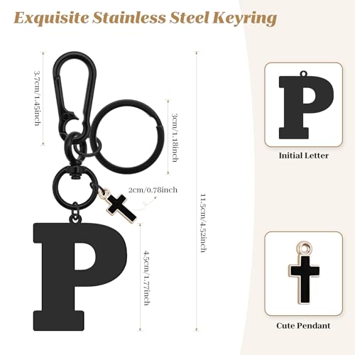 Dabihu Letter Keychain Christian Letter A-Z Alphabet Keyring for Backpack Handbag Alphabet Monogram Key Chain - color: P