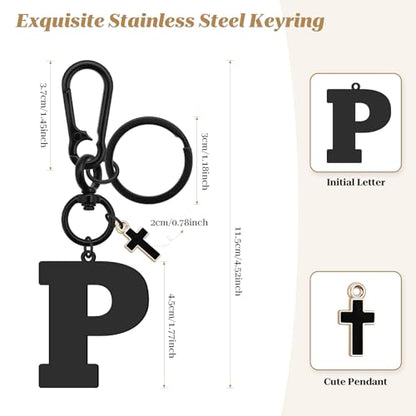 Dabihu Letter Keychain Christian Letter A-Z Alphabet Keyring for Backpack Handbag Alphabet Monogram Key Chain - color: P