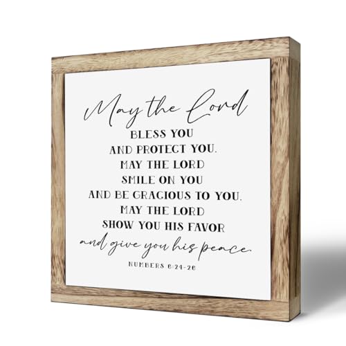 SUSZDOU Scripture Sign, May the Lord Bless You and Protect You Sign, Wooden Plaques Box Signs, Blessing Sign, Christian Home Decor, Christian Gift, Bible Verse Decor Sign, Numbers 6:24-26 Sign - color: Christian A03