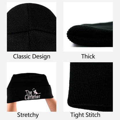 Cat Dad Beanie Hat Winter Cuffed Knit Hat Skull Watch Cap Embroidery Fisherman Beanies for Women Men Unisex - color: Cross