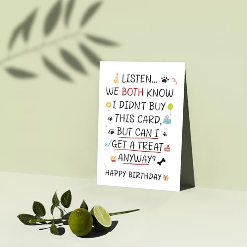 Funny Birthday Card from Dog, Humorous Happy Birthday Card for Dog Mom Dad Dogs Lover, Funny Treat Please Bday Cards from the Dogs. - color: #4