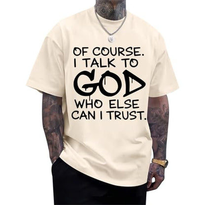 Fkatuzi Christian Jesus God Shirts for Men Religious Faith Bible Verse T Shirt Oversized Graphic Tee Cotton Streetwear Tops - color: Apricot, size: Large