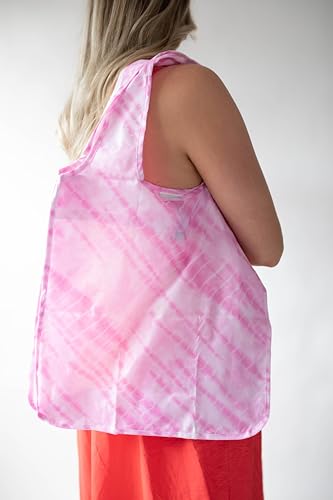 Pure Sage Reusable Grocery Bag - Stylish Shopping Bags for Groceries - Foldable Tote Bag - color: Pink Cosmo