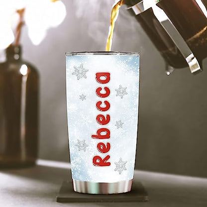 WAZONE Personalized Snowman Stainless Steel Tumbler Cup With Lid 20 30oz Customized Name Double Wall Vacuum Insulated Travel Coffee Mug Xmas Christmas Holiday Gift For Family Kids - color: Snowman