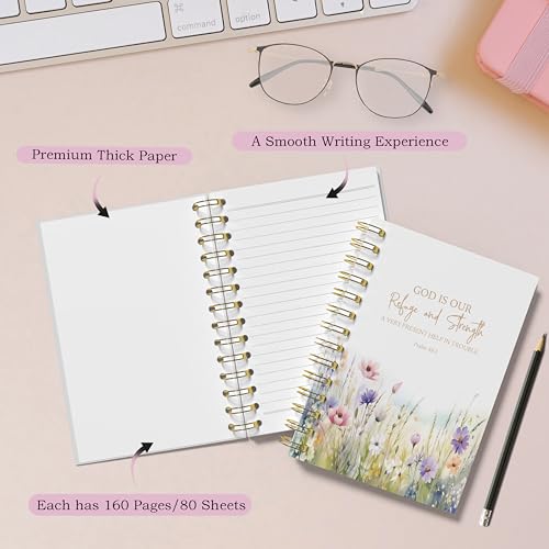 WFSM Bible Floral Notebook - Prayer Journal, Christian Gifts Journal, Bible Verse Notebook, Daily Prayer Journal, Bible Notebooks for Note Taking, Christian Gifts, 5.5x8.3 Inches - color: Refuge Strength