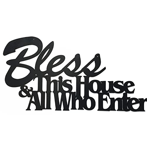 Inspirational Word Art, Christian Faith Biblical Verse Wall Sign, Hand-Made Wooden Decoration Plaque for Home, Office, Church (Bless_This_House_And_All_That_Enter) - color: Bless This House And All That Enter