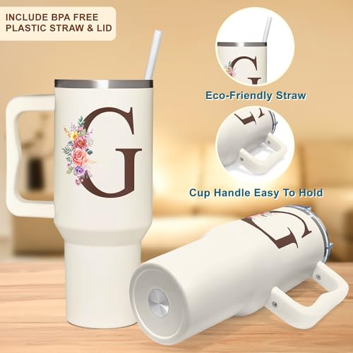 Personalized Mothers Day Gifts, Personalized Gifts for Women, Custom Mother's Day, Birthday Gift For Grandma, Mom, Wife, Friend, Sister, Coworker, Monogrammed Tumbler 40oz with Lid and Straw - color: G
