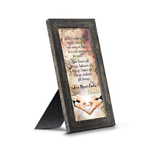 Crossroads Home Décor Love Never Ends, Christian Marriage Gift, True Love Picture Frame, 7310BW