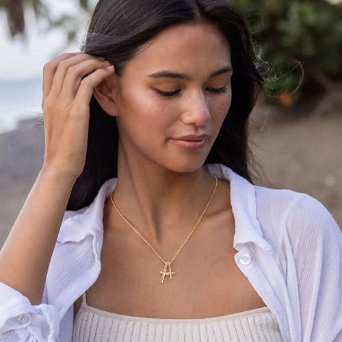 Gold Cross Necklace for Women: 14K Gold Plated Dainty Cross Pendant Non-Tarnish Necklace, Faith Crucifix Chain Jewelry, Elegant Religious Gifts - style: Double Cross