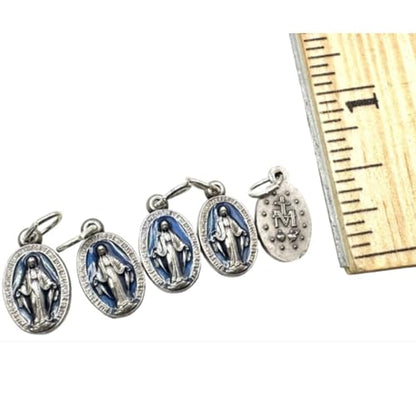 Miraculous Medal Set of 5 Mini Mary Italian Metal Prayer Cards