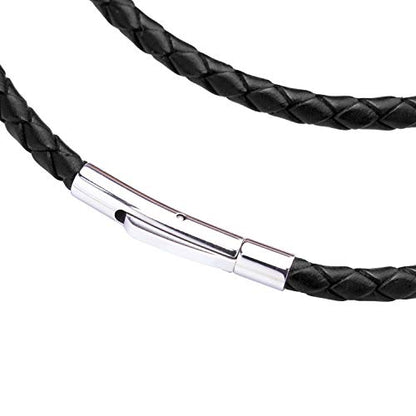 555Jewelry Stainless Steel Cross Braided Rope Cord Necklace For Men Women 18-24'' Inches