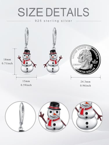 Dorunmo 925 Sterling Silver Dangle Drop Earrings for Women Holiday Earrings Hypoallergenic Halloween Christmas Jewelry Festival Gifts for Women - style: Christmas-Snowman-03