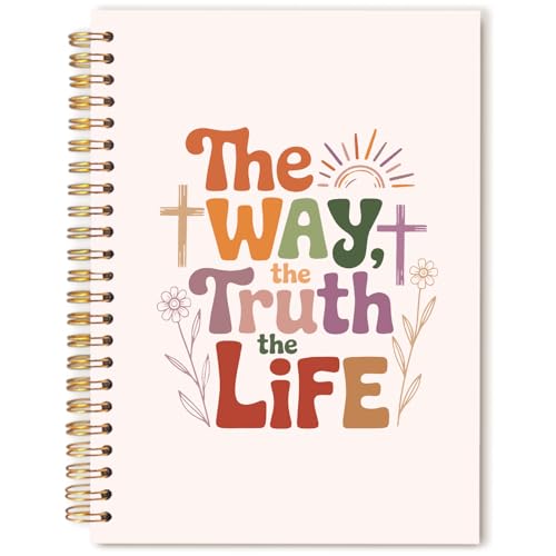 Boho Christian Jesus Notebook Journal, Christian Gifts for Women Faith, Religious Scripture Prayer Spiral Hardcover Notebook Journal for School Office Work, 5.5x8.3 Inch - color: The Way, The Truth, The Life