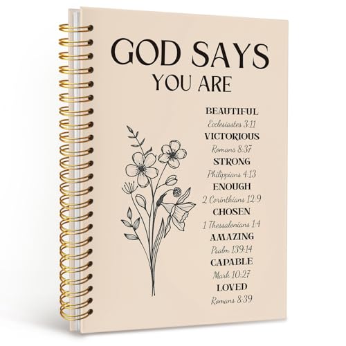 Inspirational Christian Journal, Women Prayer Notebook, Bible Notebooks for Note Taking, God Says You Are Inspirational Scripture Notebooks, Hardcover Spiral Notebook Journal, 5.5x8.3 Inch - color: Christ-1