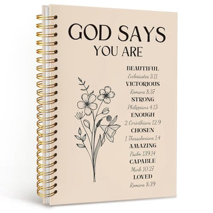 Inspirational Christian Journal, Women Prayer Notebook, Bible Notebooks for Note Taking, God Says You Are Inspirational Scripture Notebooks, Hardcover Spiral Notebook Journal, 5.5x8.3 Inch - color: Christ-1