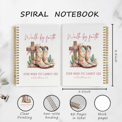 YLZlhb Christian Cross Western Cowgirl Spiral Notebook Journal 5.5x8.3 Inch - color: boots2