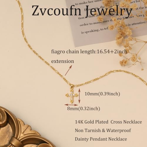 Cross Necklace for Women, Dainty Gold Necklace Tiny Cross Charm Necklace - color: Gold-Cross 3