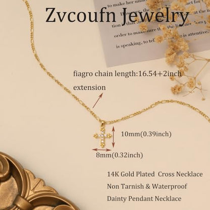 Cross Necklace for Women, Dainty Gold Necklace Tiny Cross Charm Necklace - color: Gold-Cross 3