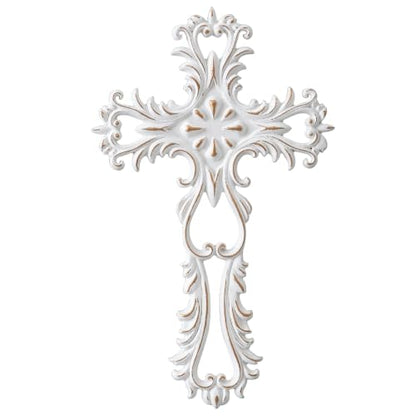 SOFE Decorative Crosses Wall Decor, 13 Inches Tall Rustic White Crucifix
