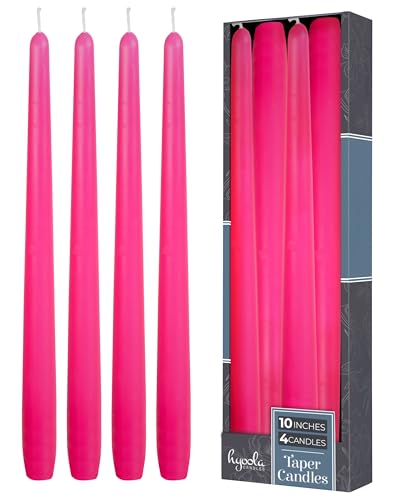 Hyoola Tall Taper Candles - 10 Inch Hot Pink Fuchsia Unscented Dripless Taper Candles - 8 Hour Burn Time - 4 Pack - color: Hot Pink, size: 10 Inch
