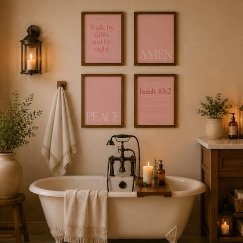 WEFKODO Pink Christian Bible Verse Motivational Wall Art 8x10 Unframed - color: white-bible3