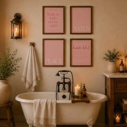 WEFKODO Pink Christian Bible Verse Motivational Wall Art 8x10 Unframed - color: white-bible3