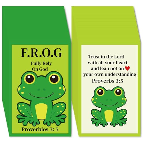 240pcs Christian Frog Cards Gospel Tracts Religious Roman Road Salvation Tract Serenity Prayer Pocket Jesus Bible Verse Cards for Evangelism Church (Frog Fully Rely on God)