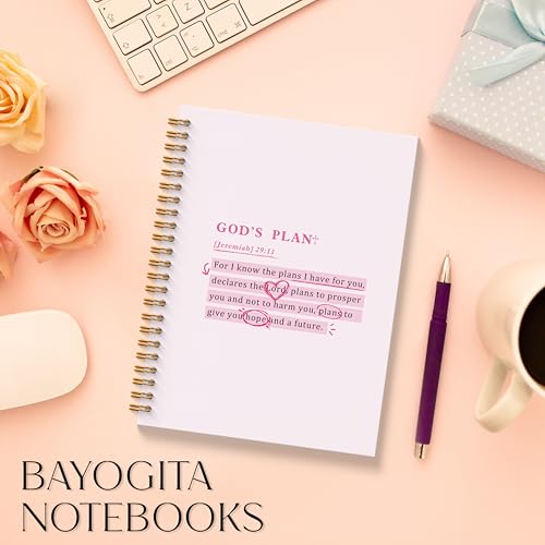 Pink Christian Spiral Notebooks, Jeremiah 29:11 Bible Journaling Notebook, Religious Prayer Journal for Woman, Church Notes Notebook, Christian Gifts for Women, 5.5x8.3 Inches - color: Gods Plan