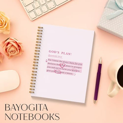 Pink Christian Spiral Notebooks, Jeremiah 29:11 Bible Journaling Notebook, Religious Prayer Journal for Woman, Church Notes Notebook, Christian Gifts for Women, 5.5x8.3 Inches - color: Gods Plan