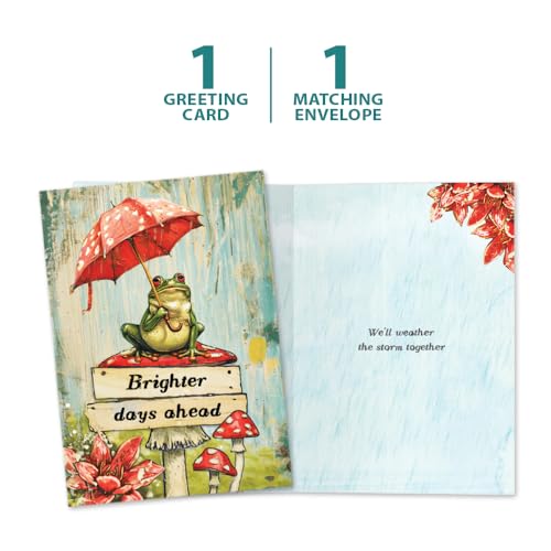 Tree-Free Greetings - Support & Encouragement Card - Artful Designs - 1 Greeting Card + Matching Envelope - Made in USA - 100% Recycled Paper - 5" x 7" - Brighter Frog (GO69872) - color: Brighter Frog