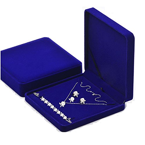 Jewelry Set Velvet Box Necklace Earring Ring Necklace Bracelet Gift Display Case Wedding Jewelry Storage Holder (Royal Blue) - color: Royal Blue
