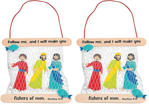 Fun Express Fisher of Men Bible Craft Kit for Kids - Makes 12 - VBS, Sunday School and Religious Craft Activities (Pack of 2) - size: 6" x 5 1/2" (Pack of 2)