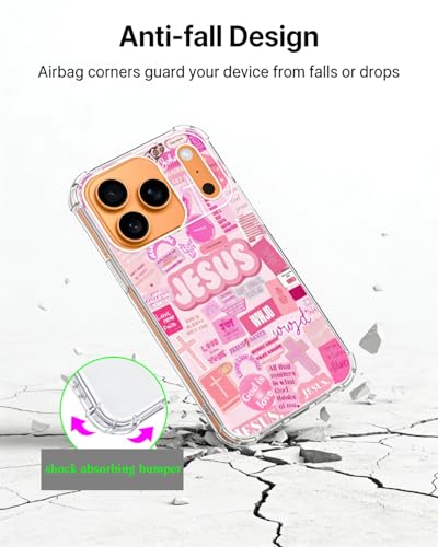 Pink Christian Aesthetic Phone Case Compatible with iPhone 17 Pro, Jesus Affirmation Verses Phone Cover for iPhone 17 Pro - color: Pink Aesthetic