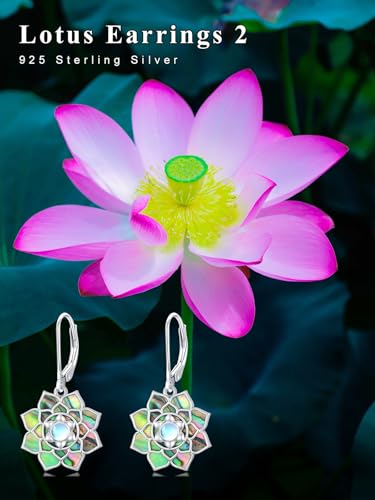 Dorunmo 925 Sterling Silver Mustard Seeds Dangle Earrings for Women Mountains Earrings Hypoallergenic Christmas Jewelry Gifts for Women - style: Lotus