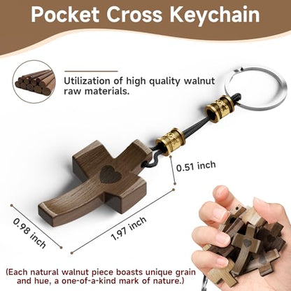 Wooden Cross Keychain, Cross My Heart, Cross Fidget Wood