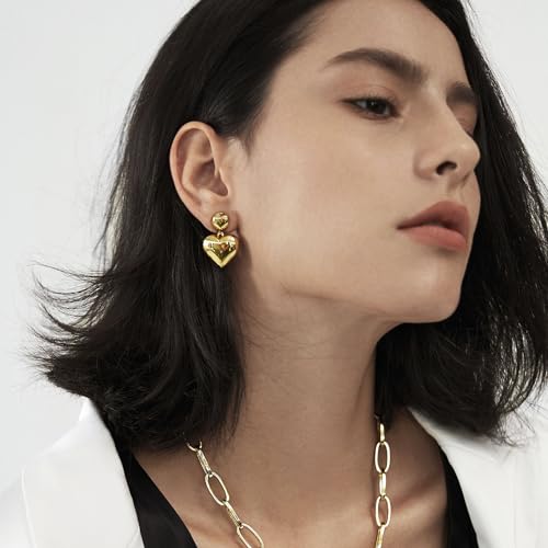 14K Gold Earring Cross Waterdrop Butterfly Heart Knot Earrings for Women Gold Silver Cross Leverback Drop Gold Silver Teardrop Hoop Dangle Earring White Gold Dangle Drop Earring - color: Gold- Heart Dangle Earring