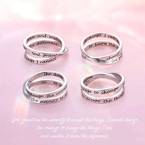 YinShan 925 Sterling Silver Inspirational Ring I am Enough Rings/God Grant Me The Serenity/Always Remember You Are Braver for Women Girls Size 6-9 - style: Serenity Prayer